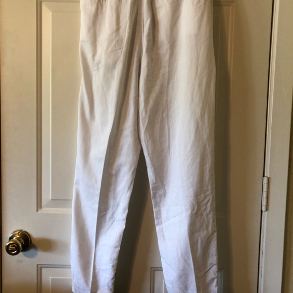NWT Zara Women’s White Cotton and Linen Blend High Rise Pants Size 30 - Picture 3 of 4